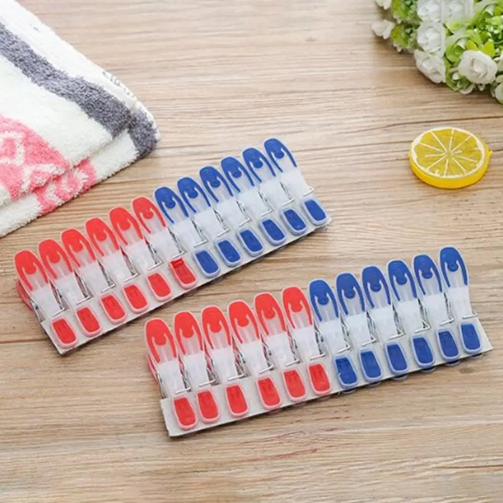 

Пластиковые Нескользящие прищепки для хранения одежды, нижнего белья, носков, белья и органайзера, 4 шт., 2 ветрозащитных прищепки