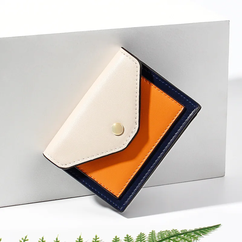 New Women's Color-Block Coin Purse Wallet Mini Card Bag Creative Multi-functional PU