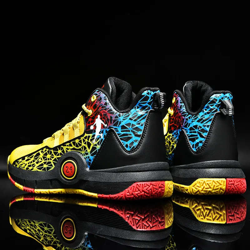 Hot Sale Cheap High Basketball Sneakers Men Women Fashion Printed Basketball Trainers Baskets Outdoor Platform Sport Shoes Boys