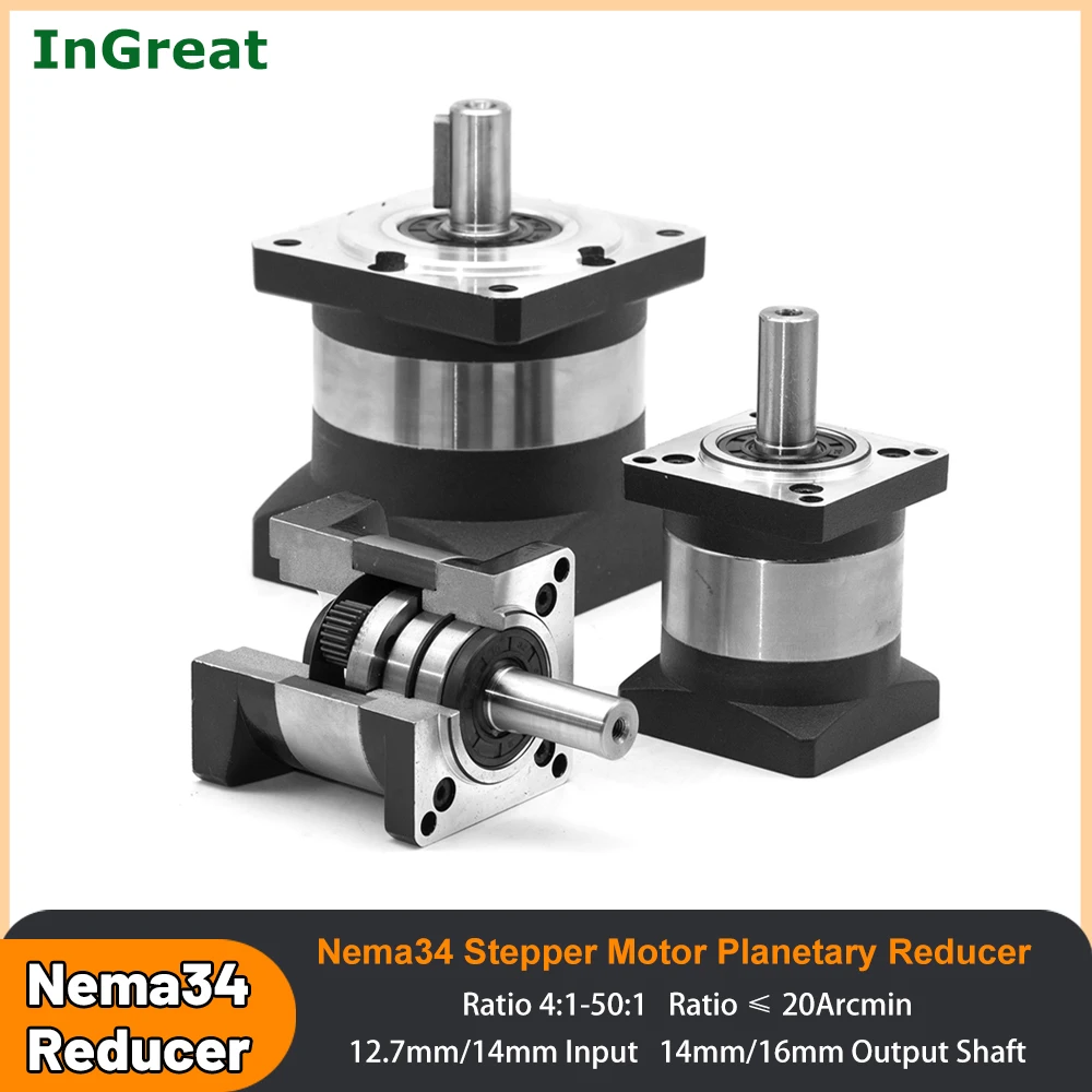 

Nema34 Stepper Motor Gearbox Planetary Reducer 12.7/14mm Input 4:1~50:1 Ratio 86mm Speed Reducer for Laser Printing Equipment