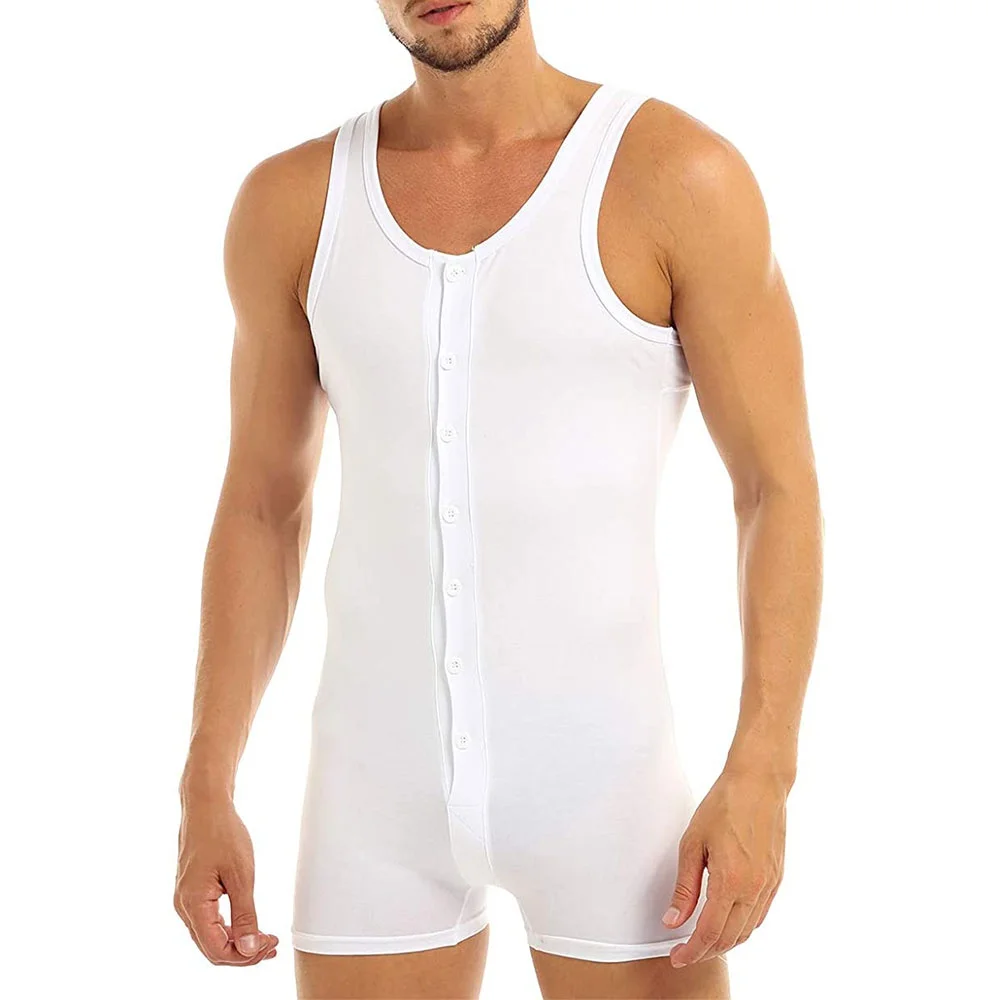 Men's One Piece Sleeveless Bodysuit Leotard Bodywear Singlet Underwear Sportswear Jumpsuit for Fitness Workout Gym Body Shaper