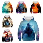 Детский свитер с капюшоном Godzilla Vs King Kong Толстовка с длинным рукавом с цифровым принтом весна-осень мультяшные костюмы для косплея Kong