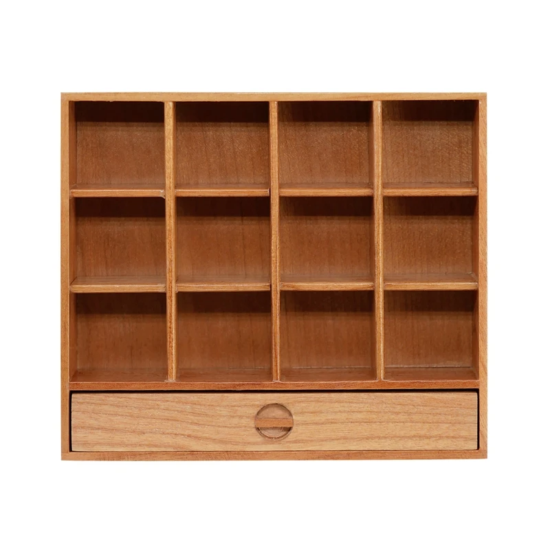 

1/6 Cup Holder Storage Rack Solid Wood Mini Bookcase Cabinet Doll House Mini Model Dollhouse Studying Room Accessories New -A
