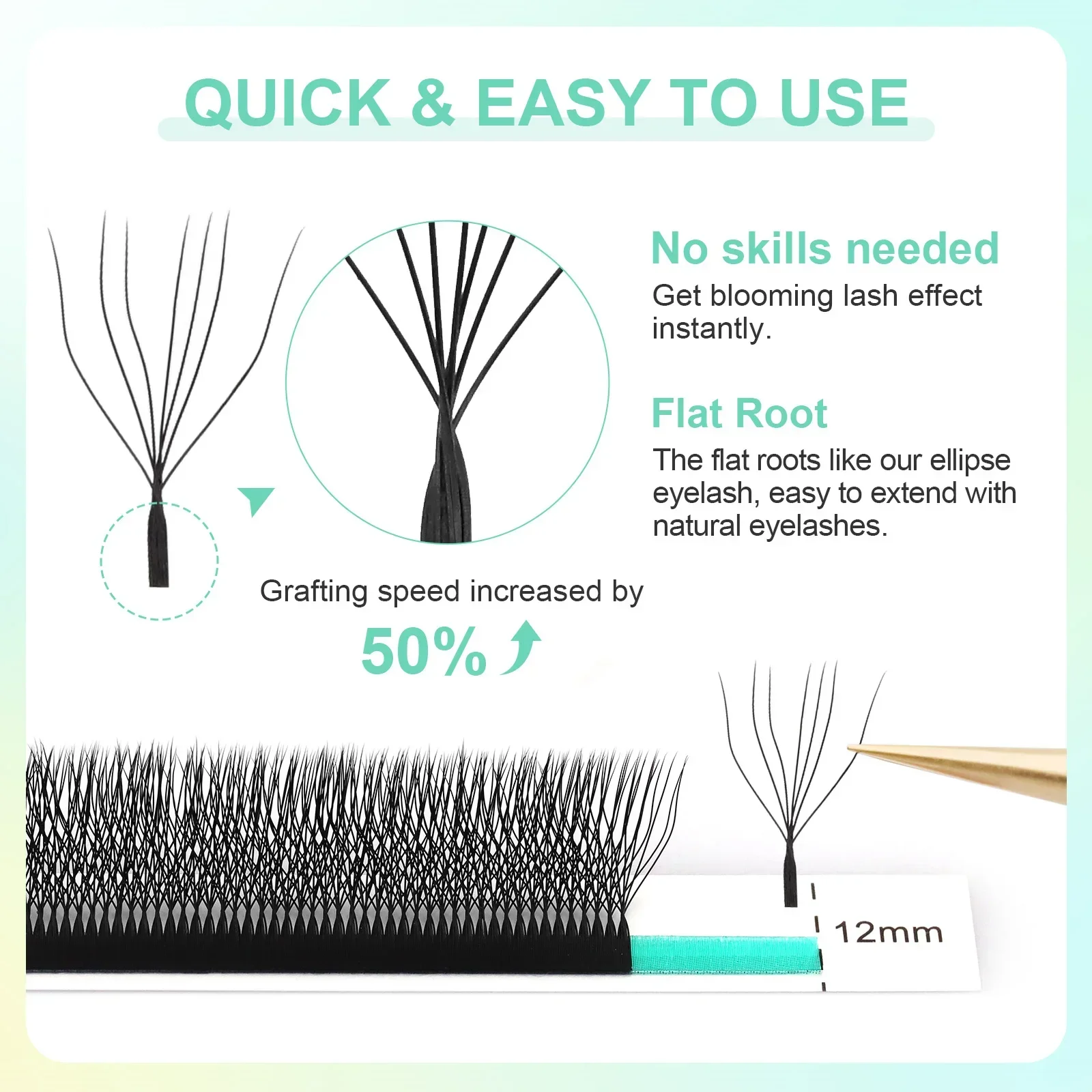 NAGARAKU 7D W Форма Готовые наращивание ресниц с цветком Натуральные мягкие легкие