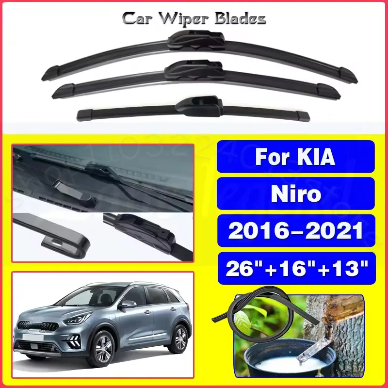 

Для KIA Niro 2016-2021 передние и задние щетки стеклоочистителя, аксессуары для резаков J U Hook 2016 2017 2018 2019 2020 2021 26 "+ 16" + 13"