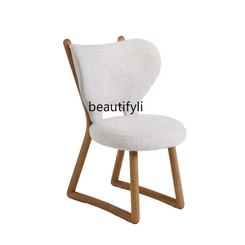 

Nordic Ash Fabric Dining Chair Restaurant Simple and Light Luxury Study Chair Quiet Style B & B Leisure Chair