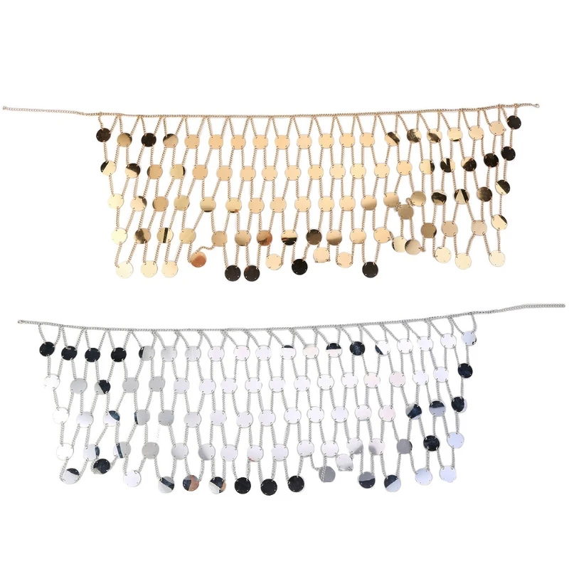 

New style Sequin Body Chain Sexy Body Chain Belly Dance Skirt Waist Chains Body Jewelry for Women and Girls Golden Silver Color