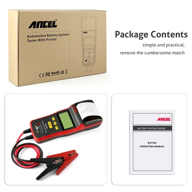 

Тестер ANCEL BST500 12 В/24 В для автомобильного аккумулятора, автомобильный тестер нагрузки аккумулятора, анализатор заряда с принтером, диагностический инструмент
