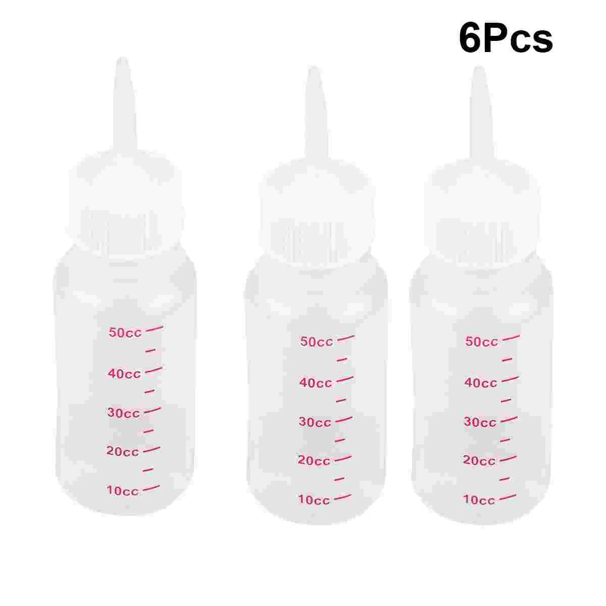 

6pcs 50ml Pet Nursing Bottle Dog Cat Feeding Bottle Milk Feeder Pet Supplies (Pointed )