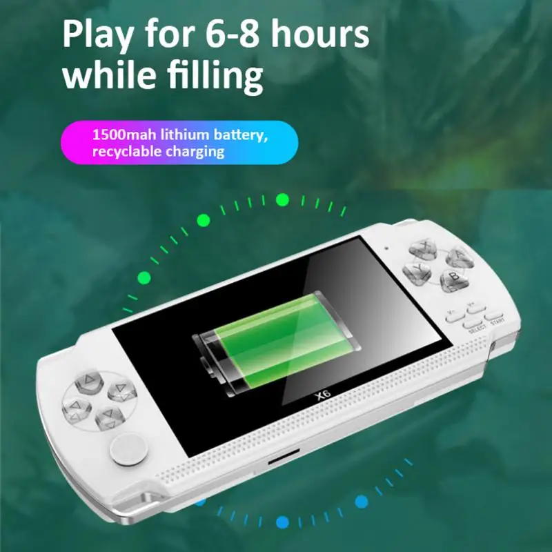 X6 4.0 Inch Handheld Video Game Console Dual Joystick Mini Portable Game Console Built-in 1500 Classic Free Games Support TV PC