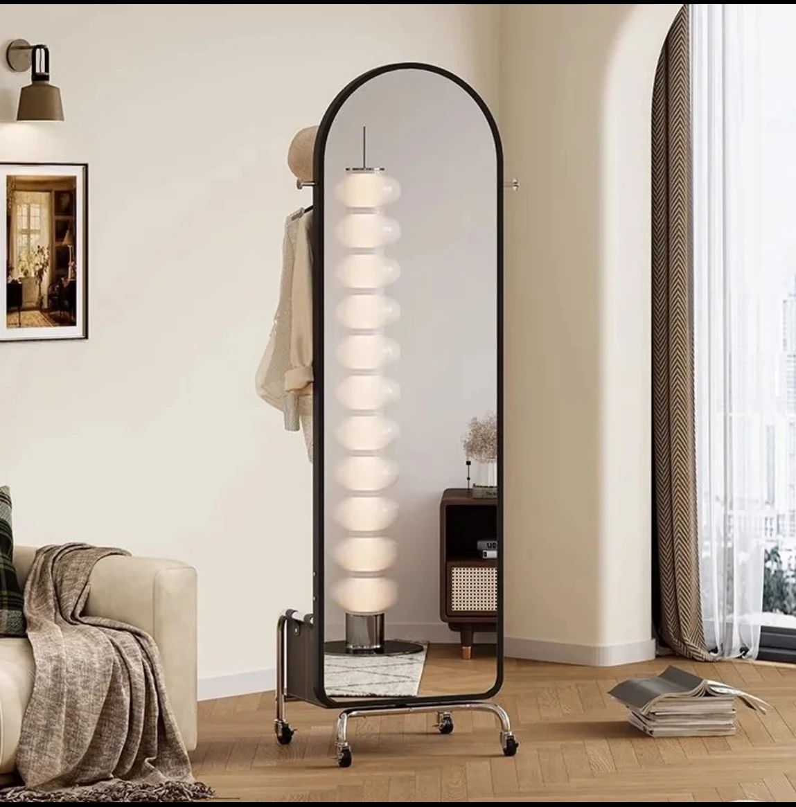 Вешалка для пола многофункциональная вращающаяся подставка одежды с колесами