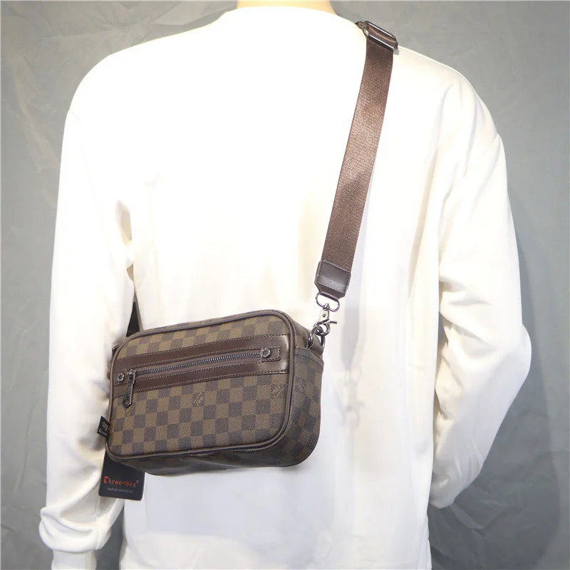 

New Fashion Brand Men's Bag Plaid Men's Shoulder Bag Casual Men's Crossbody Bag Simple Fashion Small Backpack Sports Bag