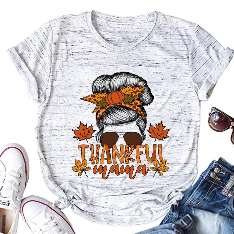 Thankful Mama Shirt Fall Mama Aesthetic Clothes Thanksgiving Tshirt Thankful Fall Family Matching Shirt Thanksgiving Mom Gift L