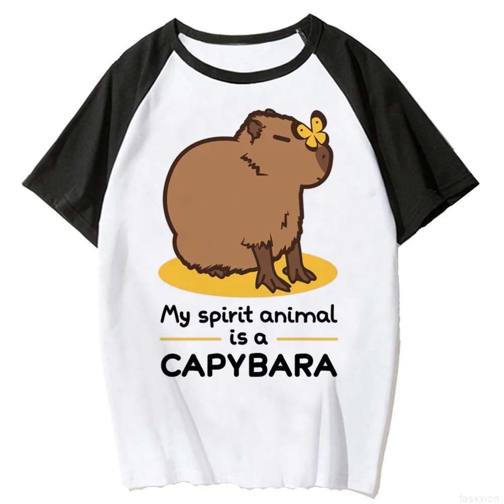 

Capybara t shirt women streetwear manga anime Tee girl graphic clothing