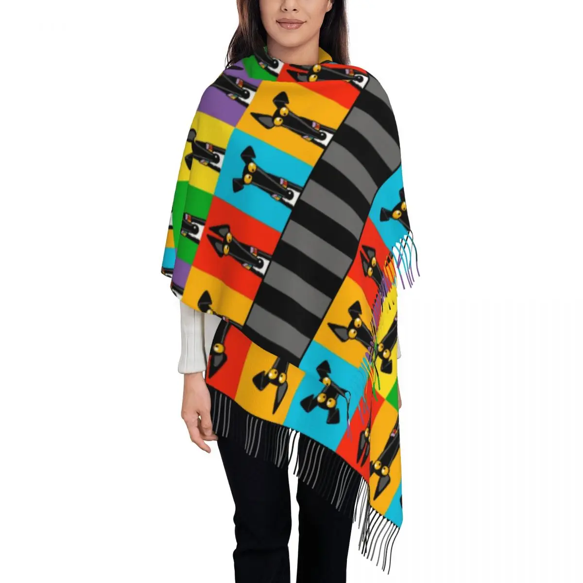 Шарф с кисточкой Greyhound семафора большой зимний женский белый лагерь собака