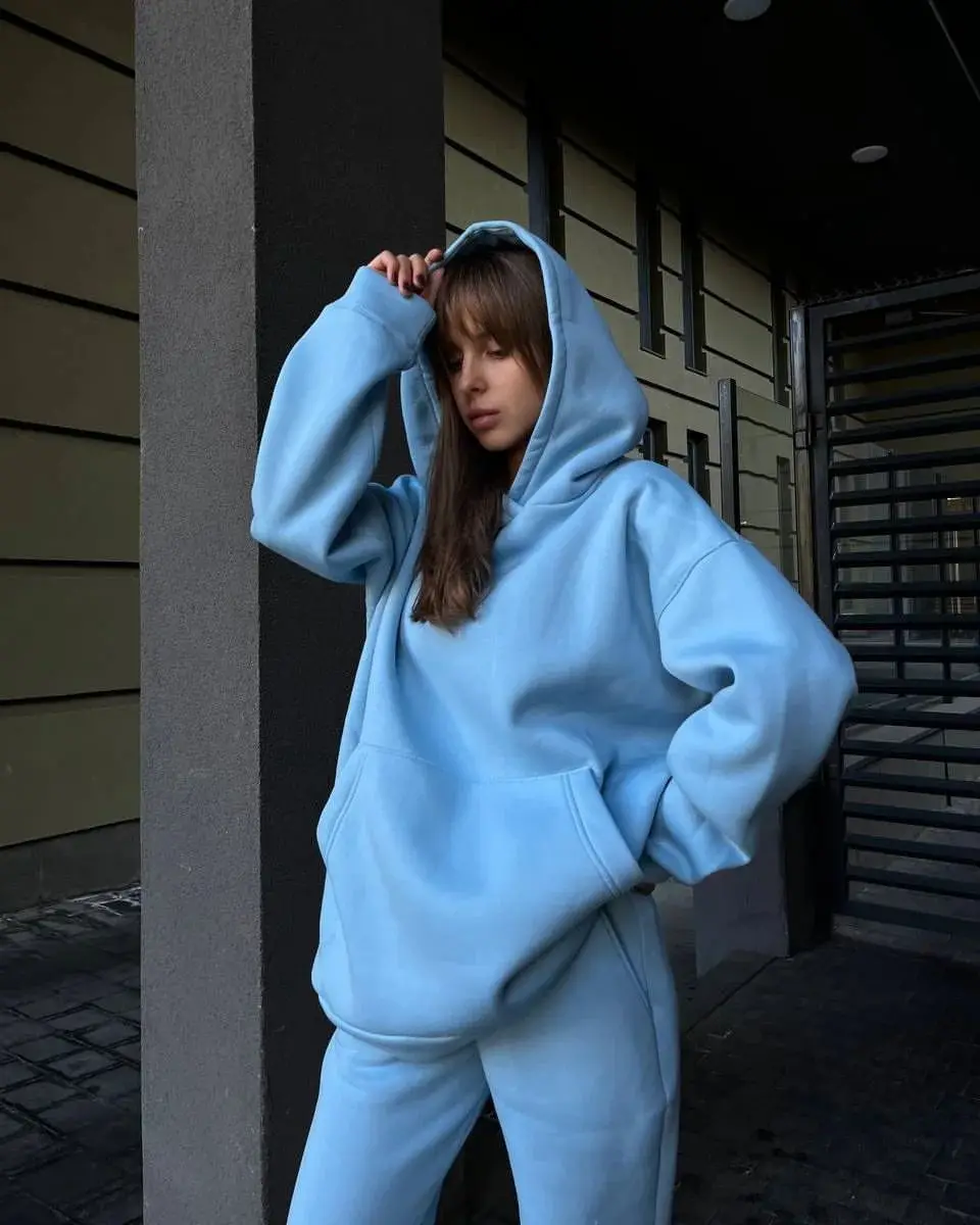 2024Осенне-зимний новый комплект для похудения повседневный бархатный свитшот с