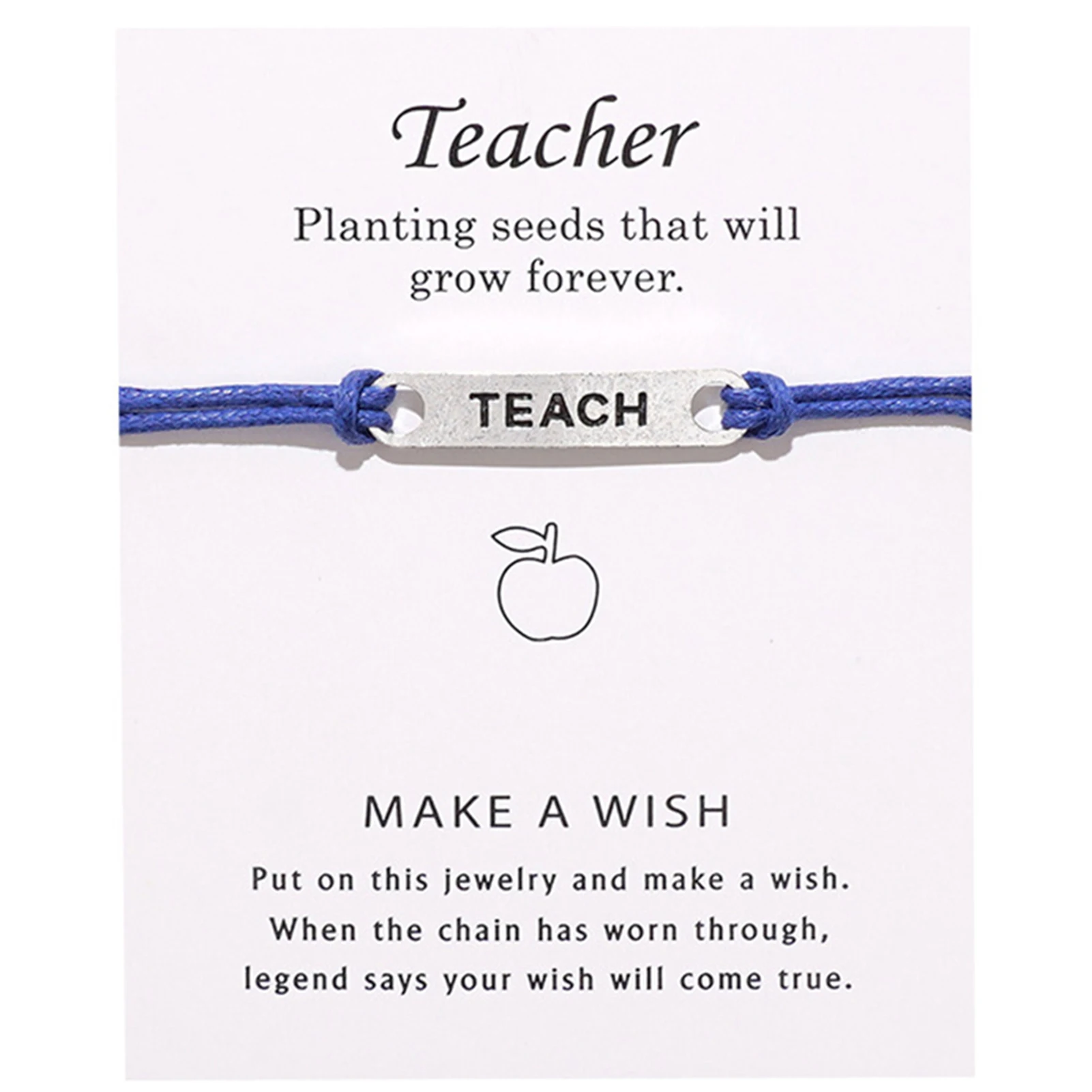 

Bracelets Gift For Teacher Alloy Letter Teach Pendant Wax Strap Wrist Jewelry