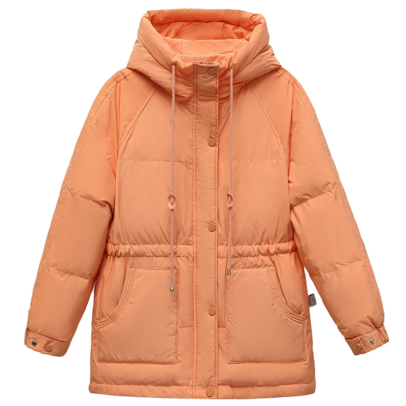2021 New Winter Women Parkas Jackets Slim Hooded Thicken Warm Padded Coat Female Winter Outwear Jacket Parkas Orange Pink Coat