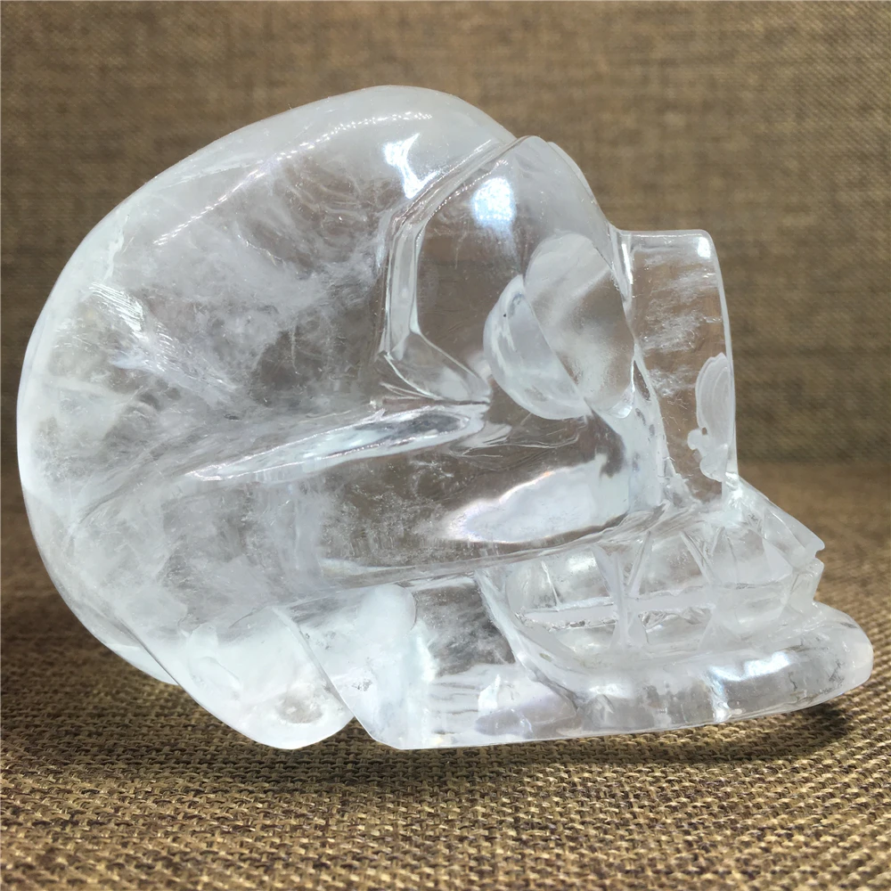 Healing Crystal Skull Quartz Sclpture Reiki Cranium Energy Chakra Wicca Gem Stone Home  Decoration  Craft