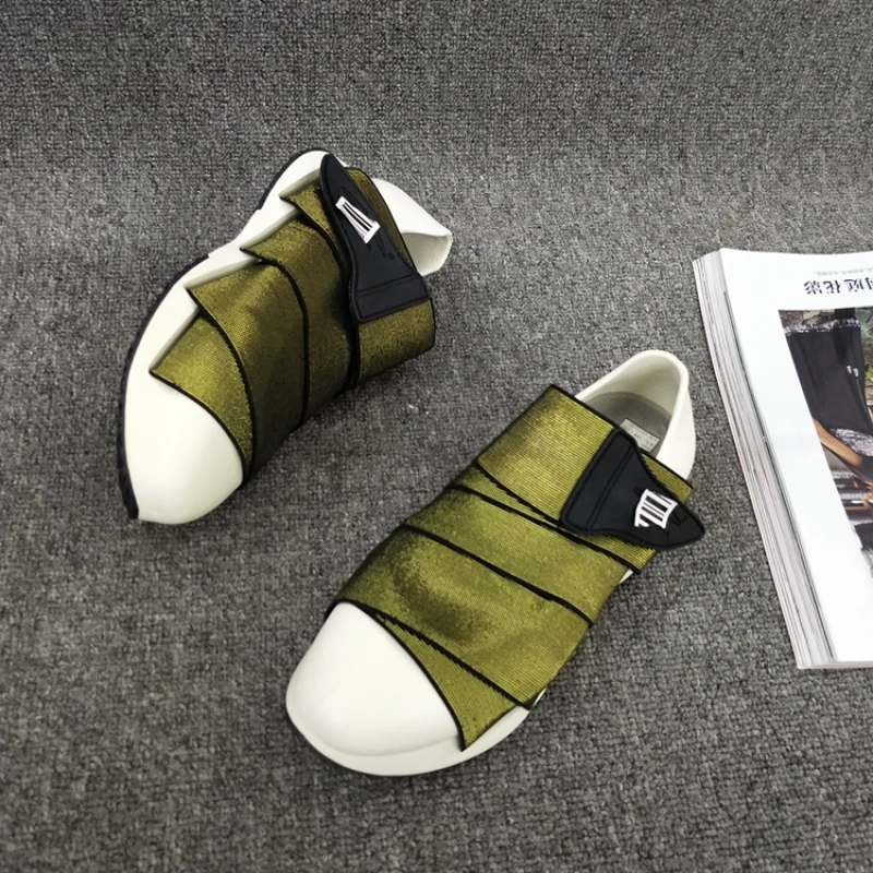 

Fashion Sneakers Women Round Toe Platform Shoes Comfortable Golden Stretch Cloth Hot Sale Chic Point Famous Brand Designer Shoes