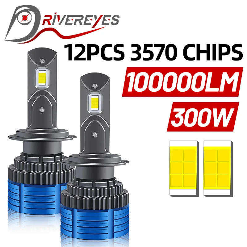 

300W H7 светодиодный Canbus H11 H1 H4 100000LM лампа для фар HB3 9005 9006 HB4 6000K Turbo, автомобильная противотуманная фара, автомобильное освещение