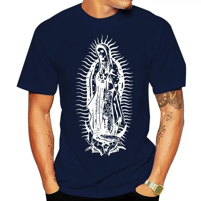 

Short Sleeve for Men Clothing Summer VIRGIN MARY VIRGEN DE GUADALUPE JESUS CATHOLIC Mens Navy Extended Long T-Shirt Tee Shirt