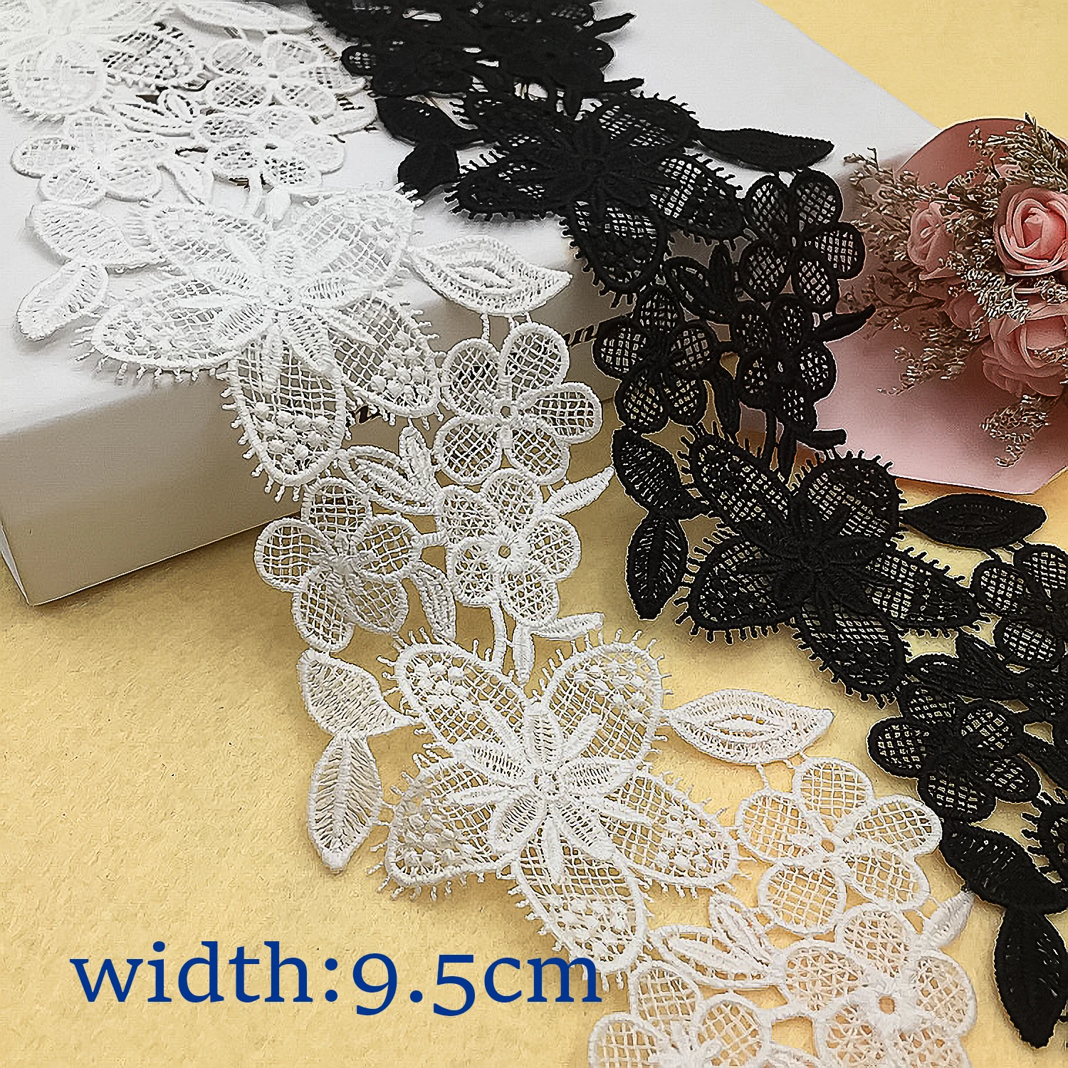 

High-Quality Embroidery Lace With Hollowed-Out Milk Silk Embroidered Lace Border For Diy Curtains And Skirts Collar Neckline Sew