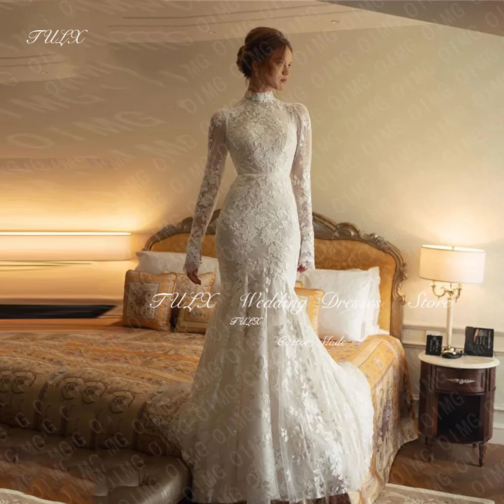 TULX винтажное кружевное свадебное платье с длинными рукавами и аппликацией