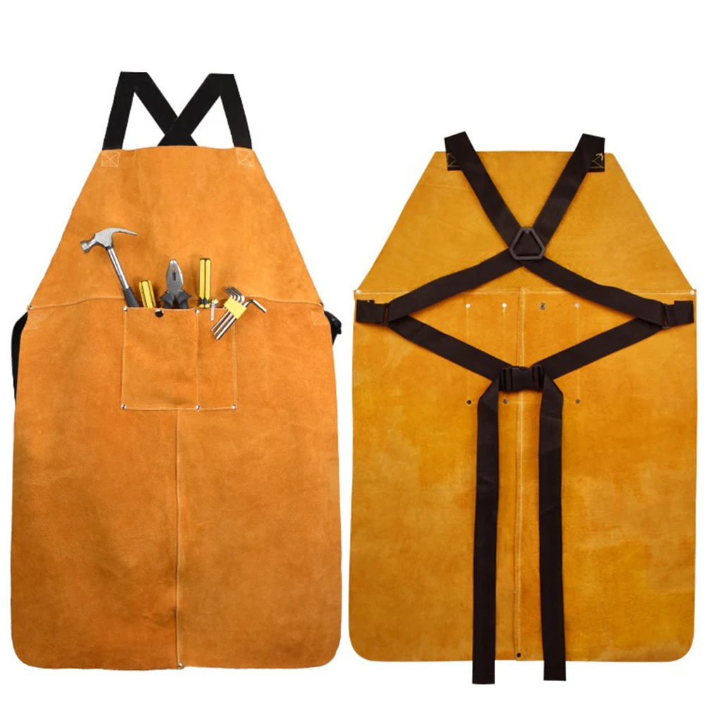 

Cow Leather Welder Aprons Welding Heat Insulation Protection Anti-scalding Apron 60×90cm For Cooking Washing Cutting Welding