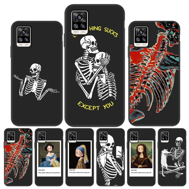 

Soft Phone Case For Vivo V20 SE Case Skull Skeleton Funda On Vivo Y71 Y53 Y55 Y50 Y19 Y17 Y11 V7 V15 Plus Pro V19 V20 Back Cover