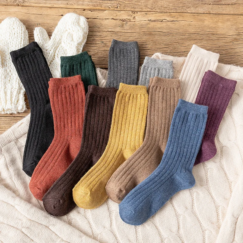 1 пара Новое поступление зимние толстые теплые однотонные Повседневные носки