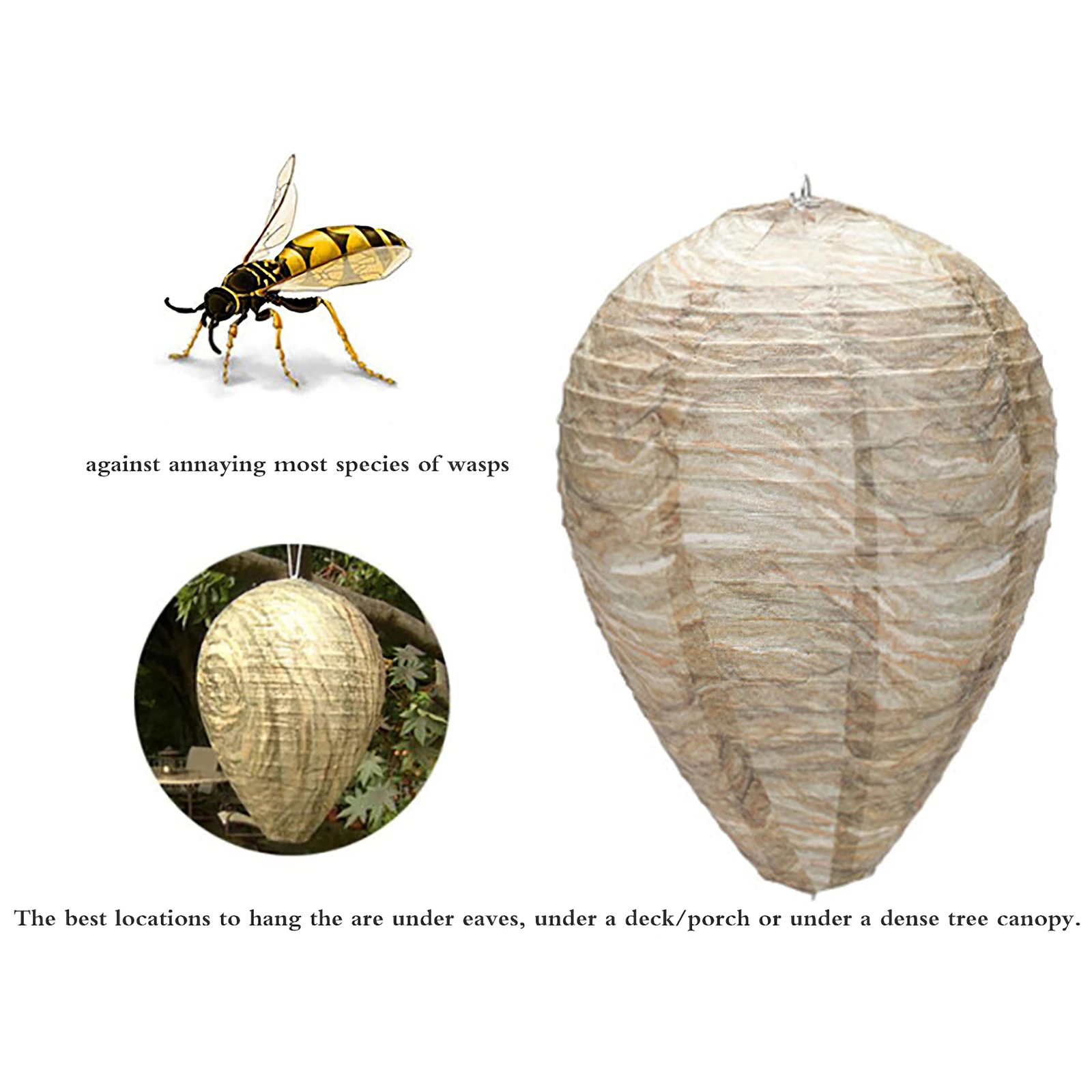 

Flying Hanging Wasp Bee Trap Fly Insect Simulated Wasp Nest Effective Pest Control Natural Non-Toxic for Wasps Hornets