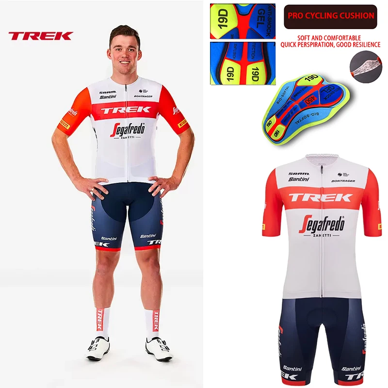 TREK Santini Trek Segafredo Team Fans Edition Men's Pneumatic Short Sleeve Cycling Suit Bicycle clothing, mountain bikes