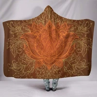 brown lotus hooded blanket handmade crafted hippie spiritual yoga meditation festival with hood custom made quilt zen