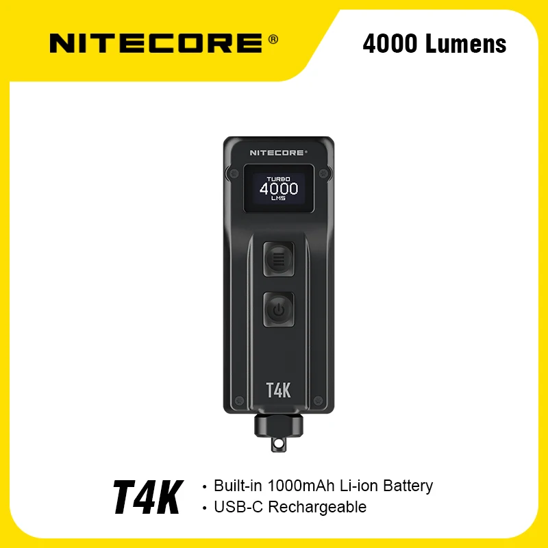Портативный брелок-фонарик NITECORE T4K 4000 лм 4x cree