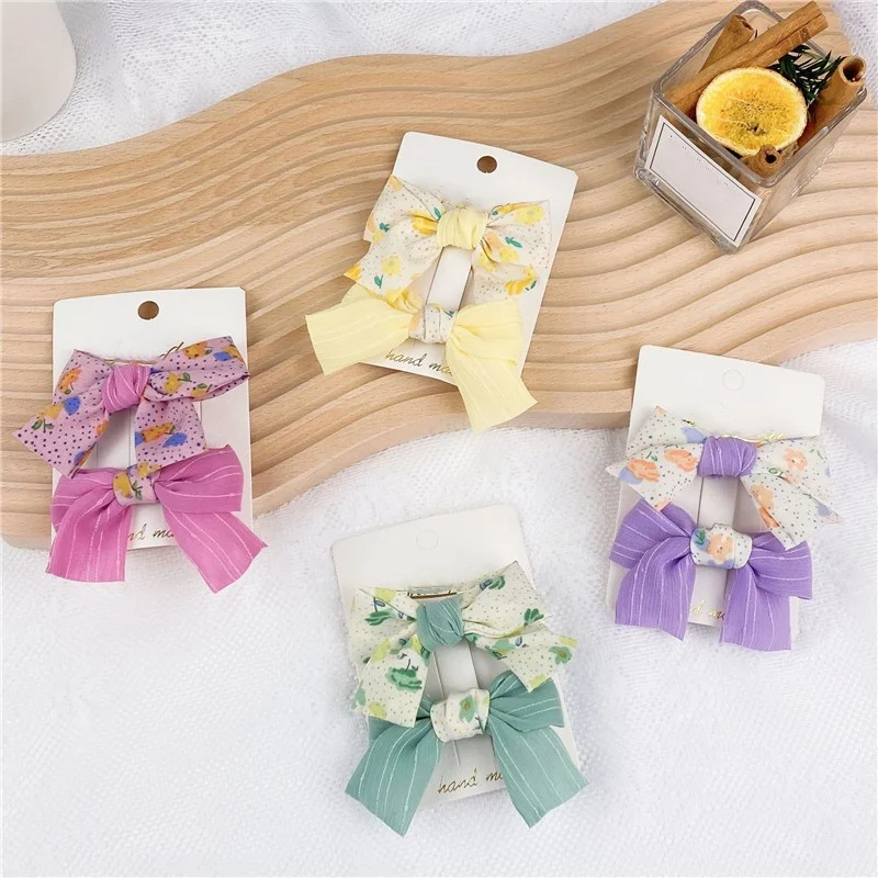 

2pcs/set Floral Bowknot Hair Clips for Children Hairpins Girls Hair Accessories