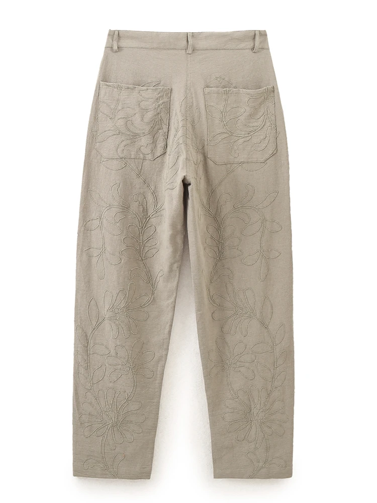 Брюки KAOPU ZA женские с передними карманами и вышивкой винтажные брюки со средней