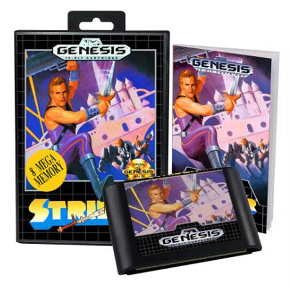 Strider с коробкой и руководством для 16-битной игровой картриджа Sega MD System Megadrive Genesis