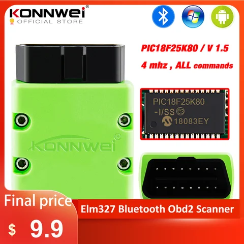 KONNWEI ELM327 V1.5 OBD2 сканер KW902 Bluetooth-совместимый автоматический сканер MINI ELM 327 OBD 2 KW902 кодовый считыватель для телефона Android