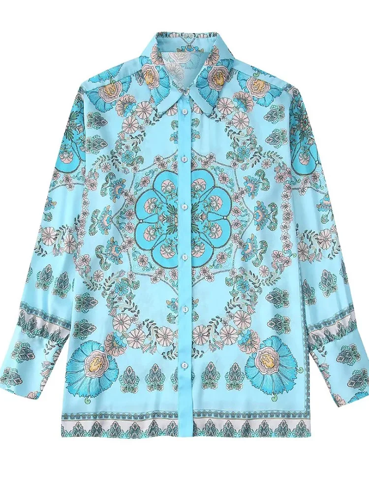 

Xikom 2022 Женская мода цветочный принт струящиеся свободные рубашки винтажные женские блузки с длинным рукавом на пуговицах блузки шикарные топы