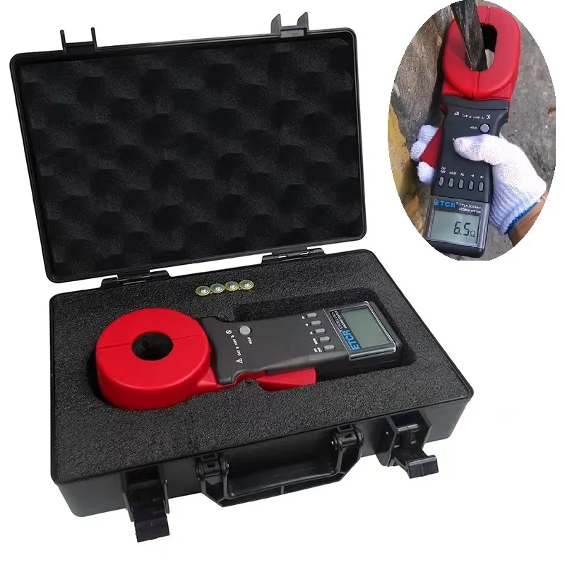 

ETCR2100+ Clamp-On Digital Ground Resistance Tester0.01-1200Ω 99Sets Stored Data r With Alarm Loop Resistance measure Device