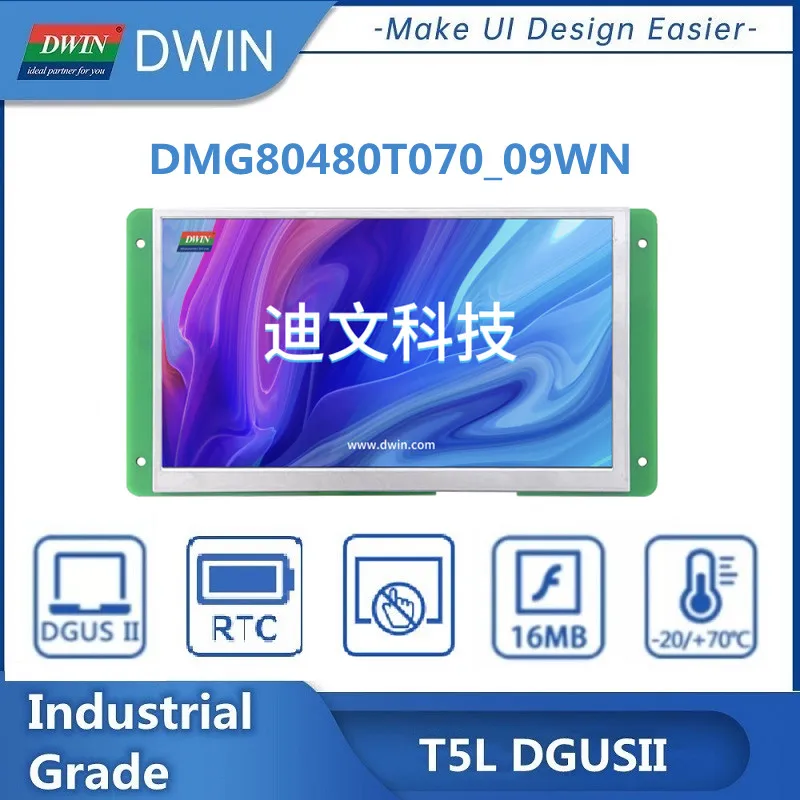 DWIN 7.0 Inch 800*480 HMI LCD Screen, Intelligent Modules, Highlight, With/Without Touch Display DMG80480T070_09W