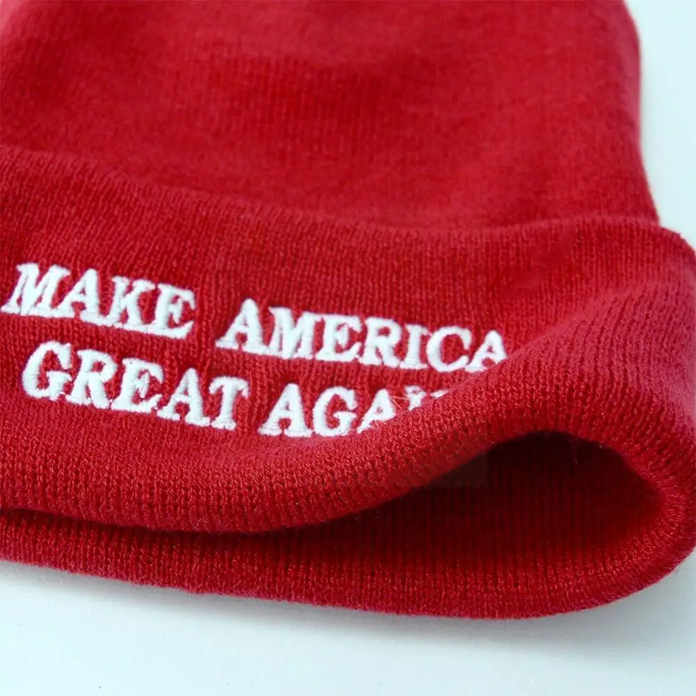 

1pc Donald Trump Hat MAGA Winter Knit Red Beanie Make America Great Again USA Patriots Hat Trump for President Unisex O5R4