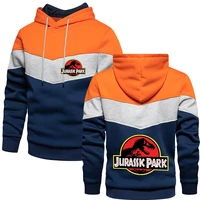 2022 new mens jurassk papk spring and autumn print harajuku three color stitching casual pullover hooded sweater top