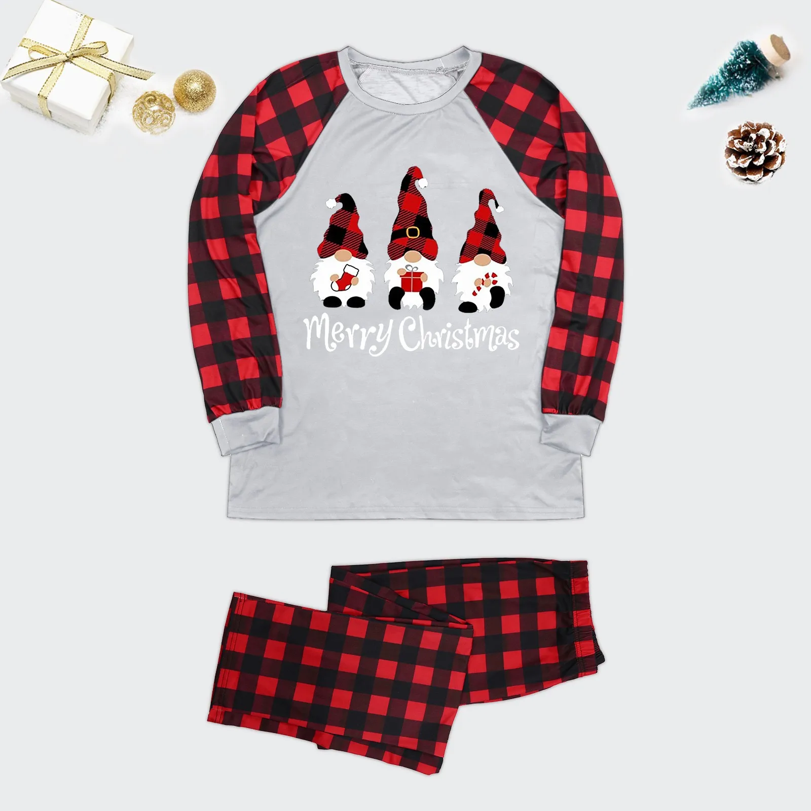 

Семейные парные рождественские пижамы, набор с клетчатыми рукавами, праздничные пижамы с милым рисунком для взрослых и детей, семейные гепардовые пижамы
