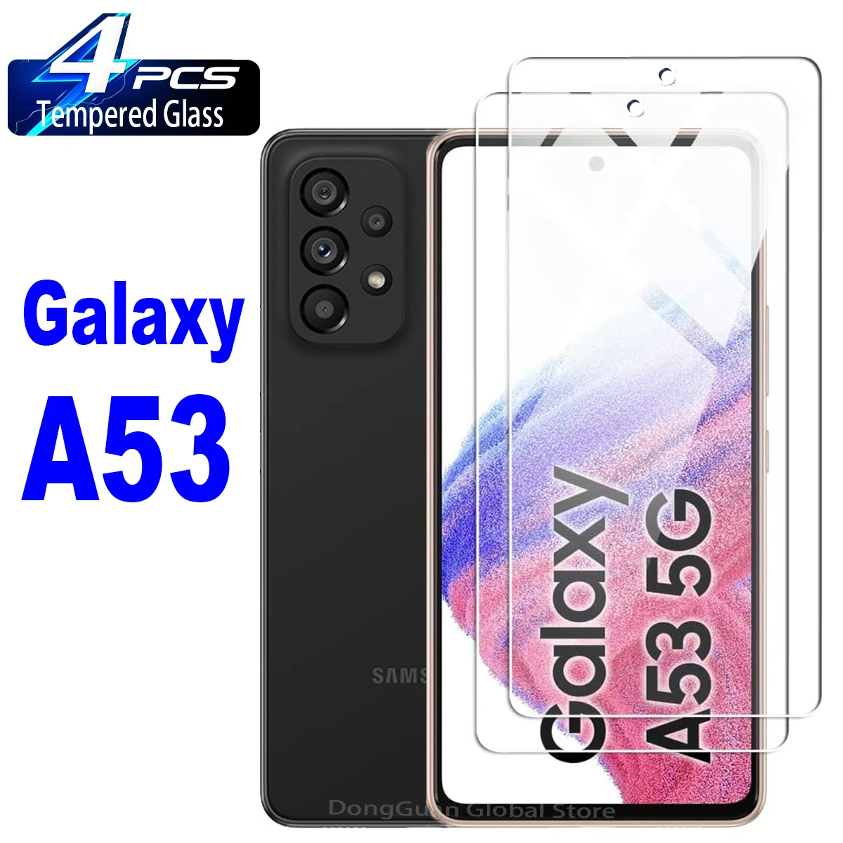 

4Pcs HD Tempered Glass For Samsung Galaxy A53 5G A51 A52 A52S A72 A73 A33 S20FE A14 A04 A23 S21FE 5G Screen Protector Glass Film