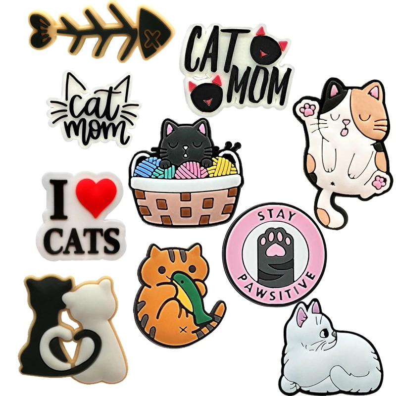 

New Arrival 1Pcs Cute Cat Shoe Charms for Crocs DIY Bracelet Wristband Accessories Kid's Women Party Favor Gifts