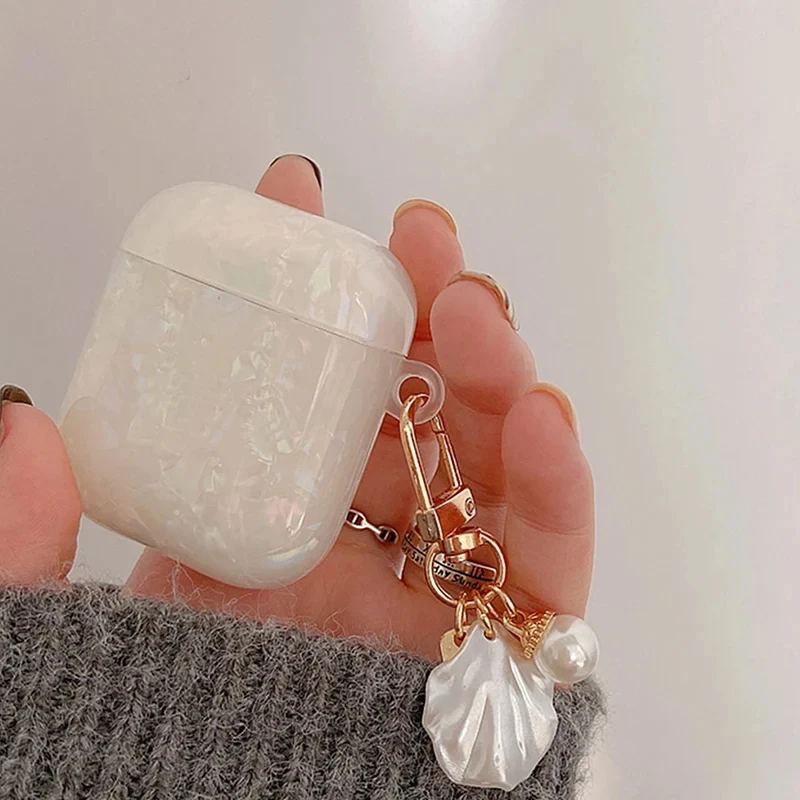 Фото Защитный чехол для Bluetooth-гарнитуры Dreamy Pearl Shell, мягкий чехол с брелком для AirPods 4 3 2 1, чехол для беспроводных наушников №4