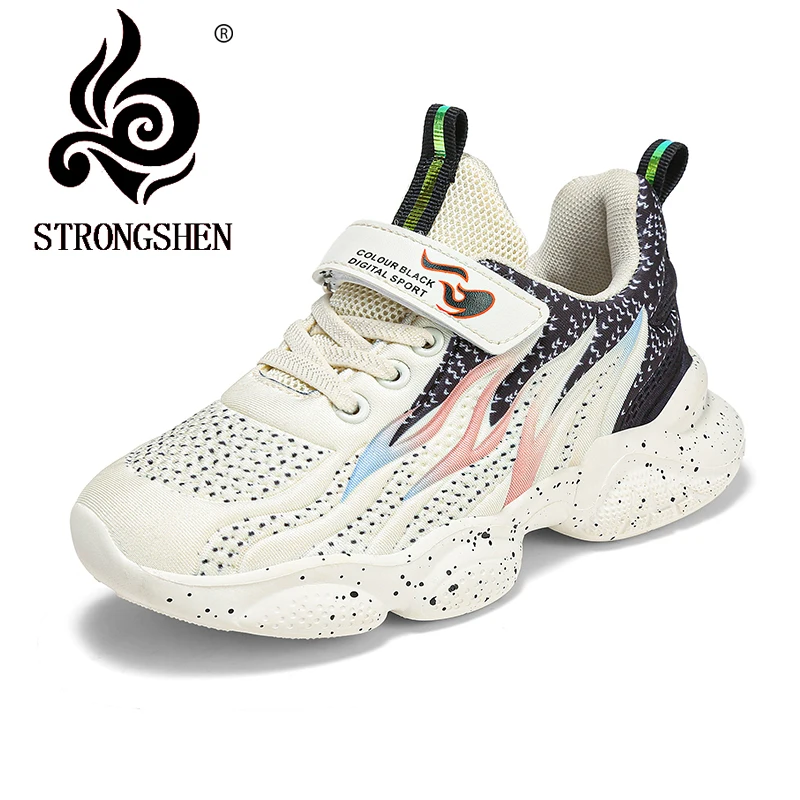 

STRONGSHEN Children's Shoes Spring Casual Sneakers Running Mesh Upper Breathable Non-Slip Sole Soft And Light Fashion Boys Shoes