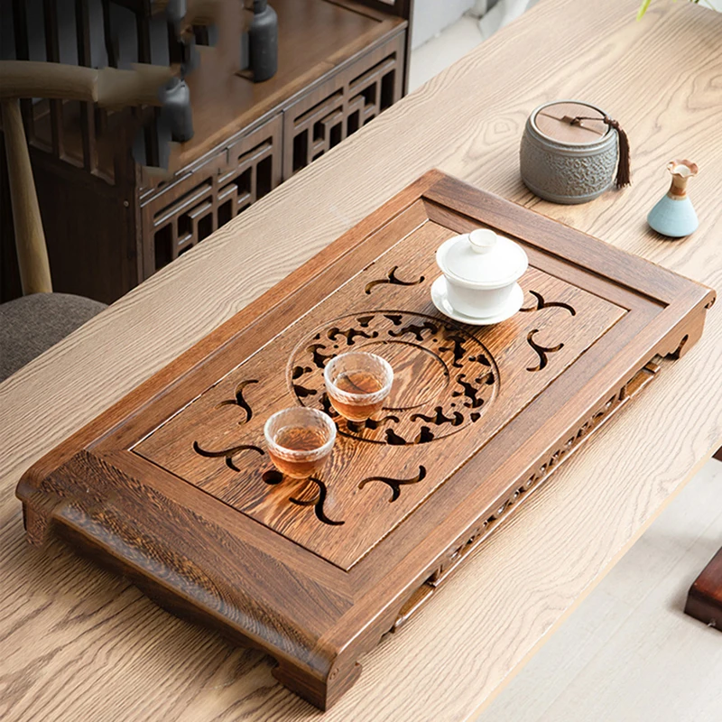 

Wooden Kung Fu Tea Trays Small Serving Vintage Chinese Tea Trays Drainage Rectangle Bandeja Para Cha Office Accessories WK50TT